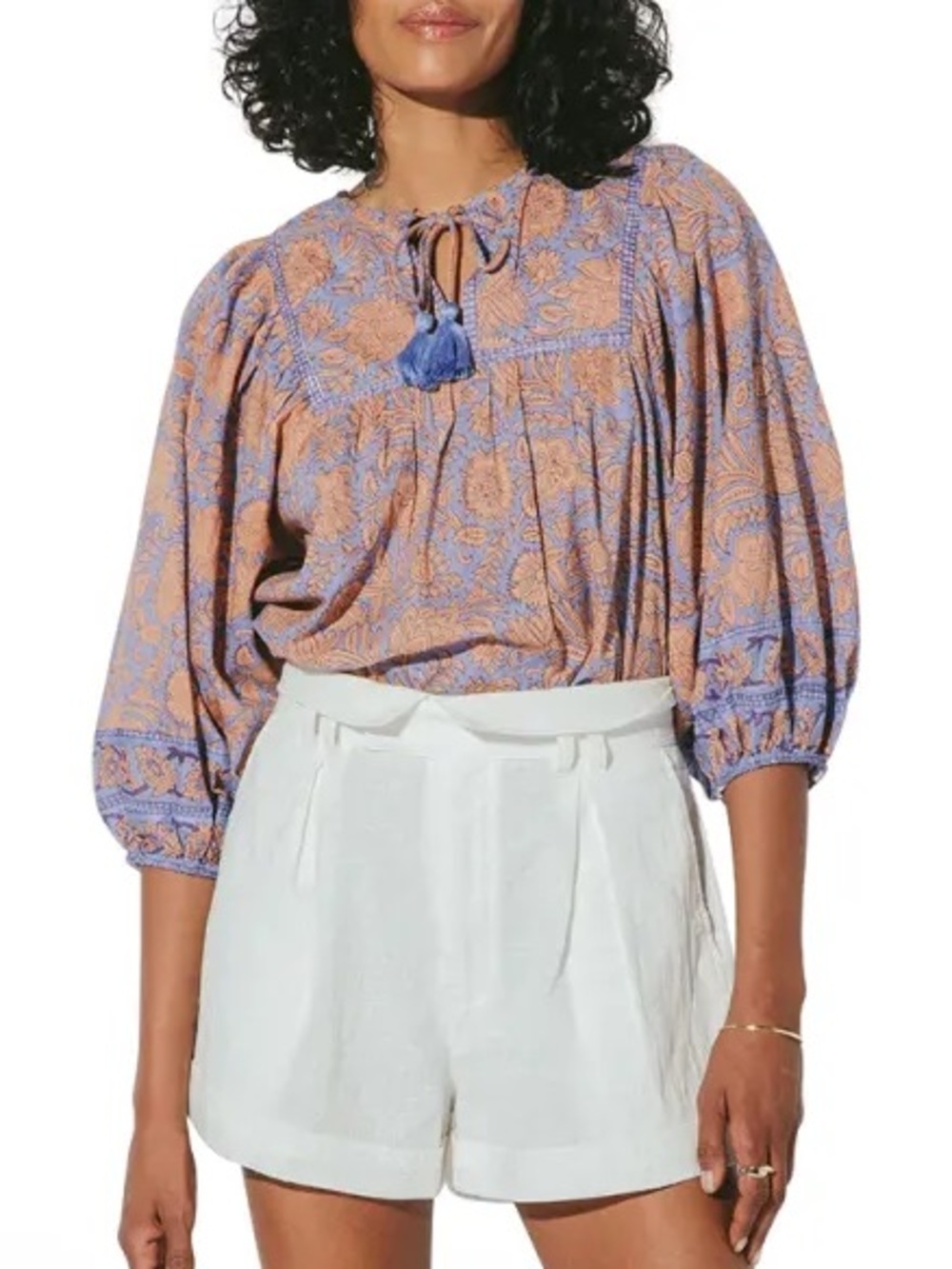 Cleobella Amarillis Tassle Tie Blouse Size Large